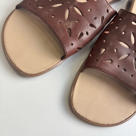Elegant Brown genuine leather upper Slide Sandals - Picture 3 of 8